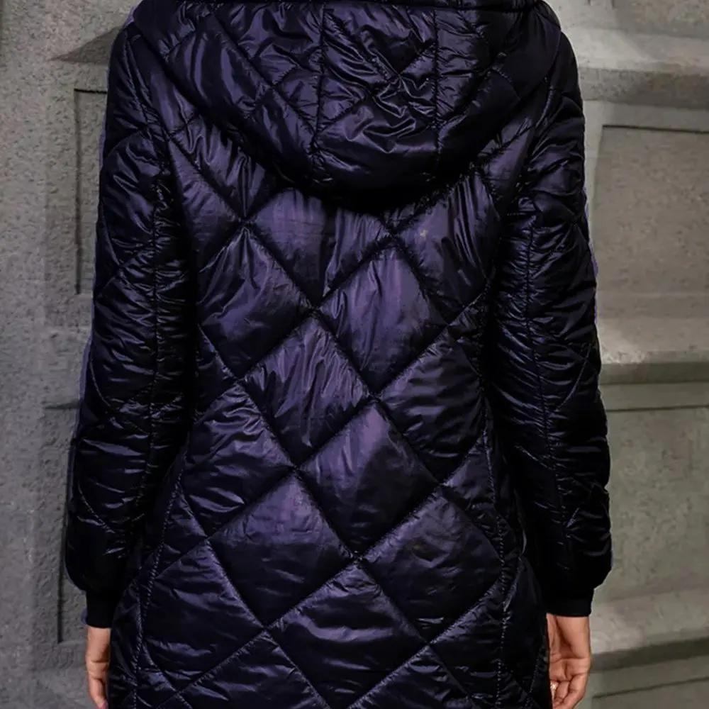 Katoenen gewatteerde damesjas met lange mouwen Diamond Plume Design Winterjasstijl uit Europa en de Verenigde Staten voor