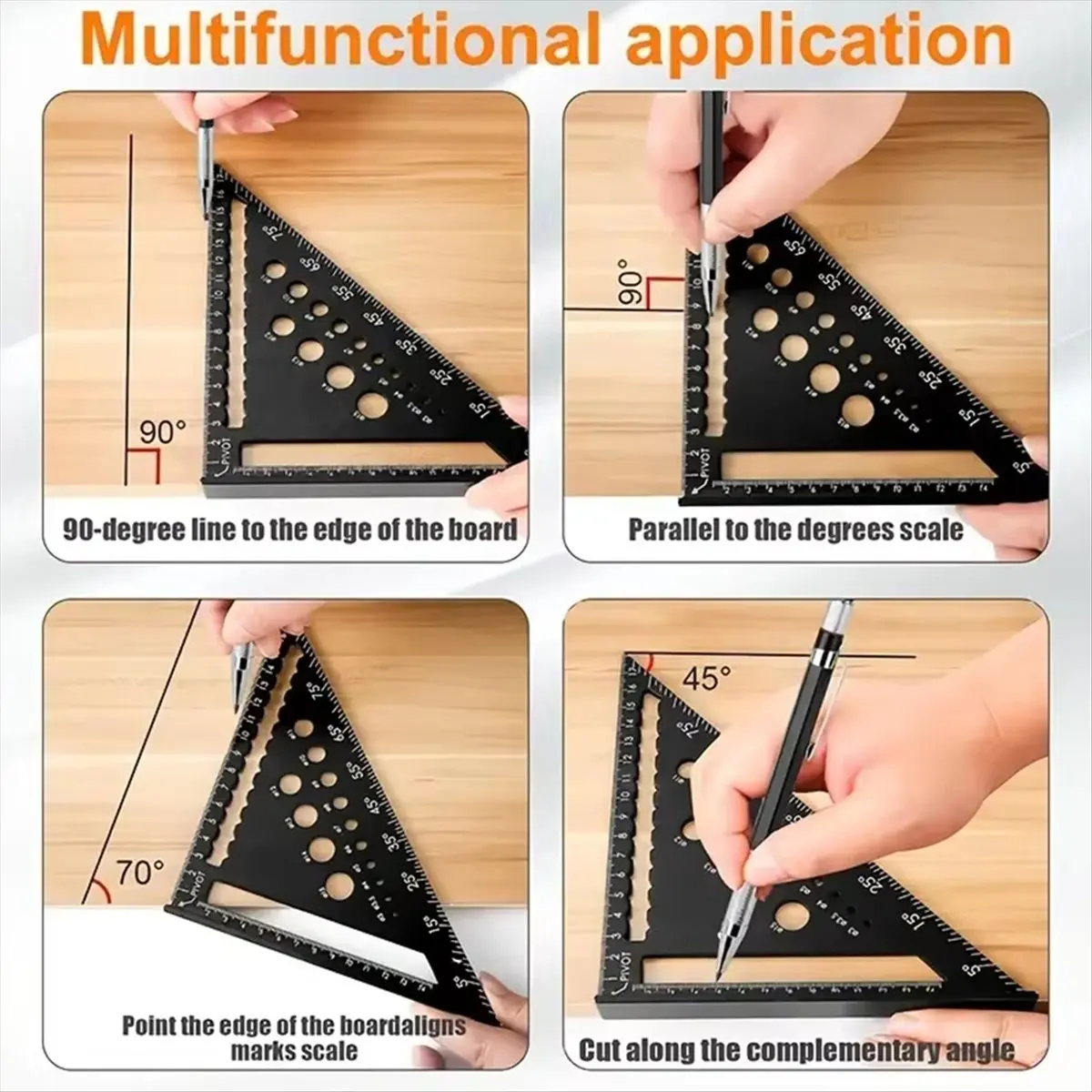 2026 B-est Triangle Ruler 7inch Aluminum Angle Protractor Speed Metric Square Measuring Ruler for Building Framing Tools Gauges