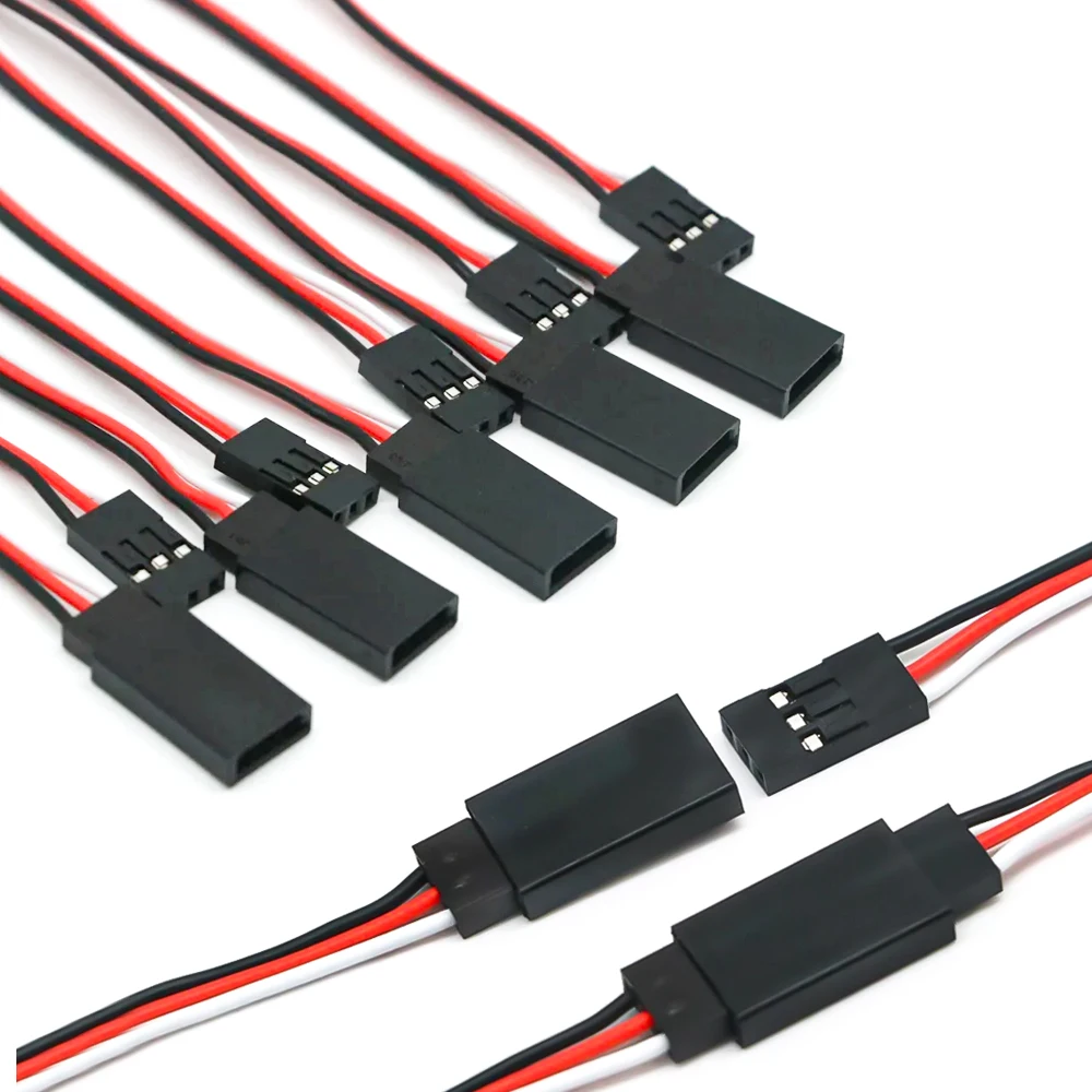 JR Plug Servo Extension Cables Male to Female - 5/10/20pcs 150mm/300mm/500mm 22AWG Copper Wire for RC Aircraft Helicopter Drone