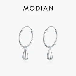 MODIAN 925 Sterling Silver Simple Round Fashion Dangle Earrings Smooth Charm Drop Earrings For Women Christmas Gifts Jewelry