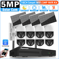 5MP 10CH Wireless NVR Security WIFI IP Camera System Kit Outdoor Cameras With Solar Panel Surveillance CCTV WIFI Video Recorder