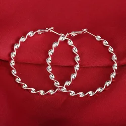 Fashion silver color 5cm hoop Earrings for Woman Beautiful Big circle earrings charms party Jewelry Christmas Gifts