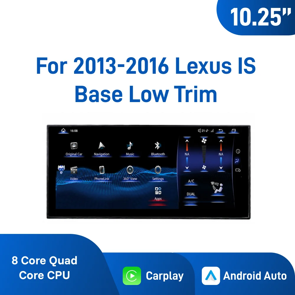 10.25 Inch Android Car Navigation for Lexus IS/RC 2013-2016 Base Low Trim, HD Touchscreen, Plug and Play, Carplay