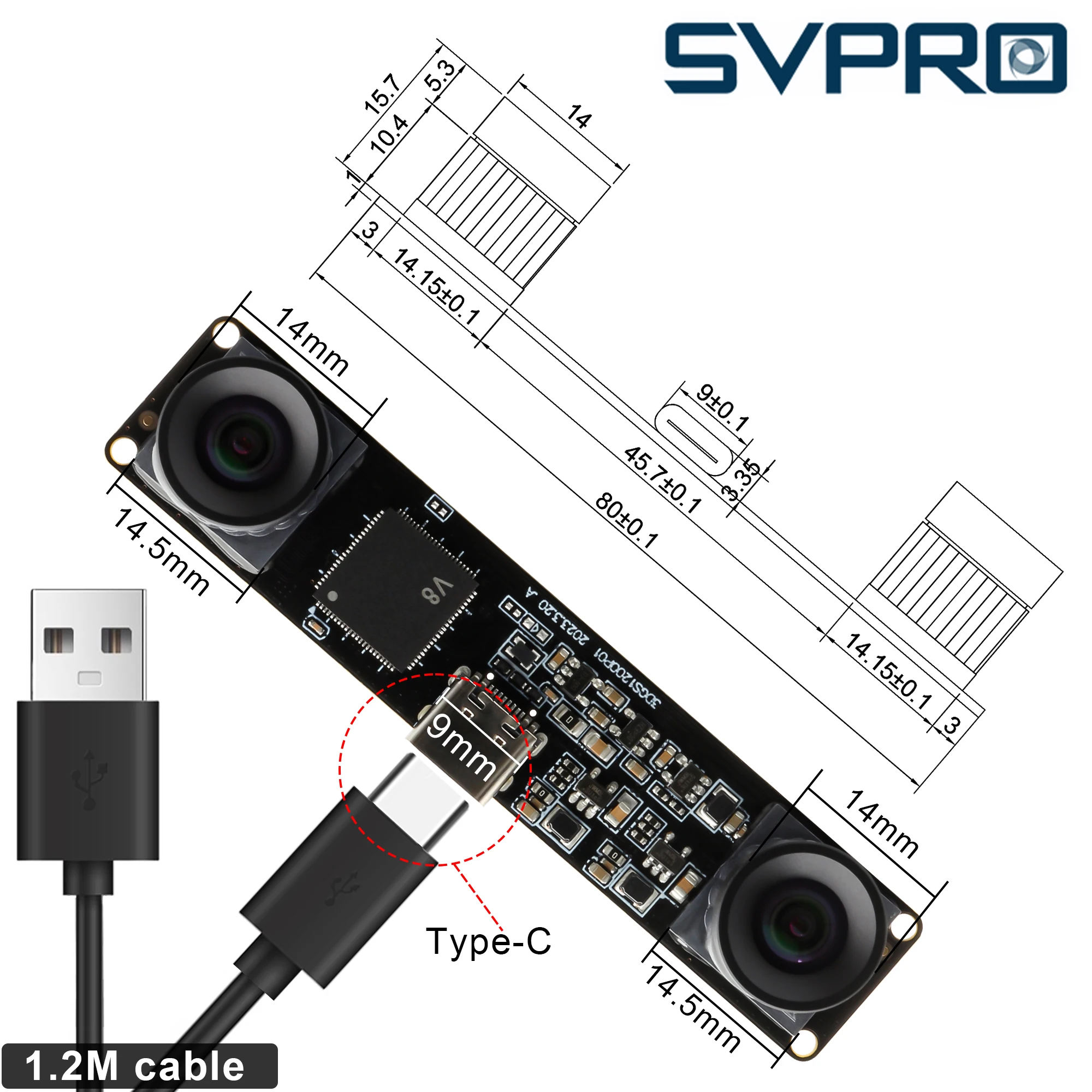 ELP 120fps 210fps Global Shutter Camera Module Monochrome No Distortion Dual Lens USB Webcam 800P Lightburn Camera forGolf Swing