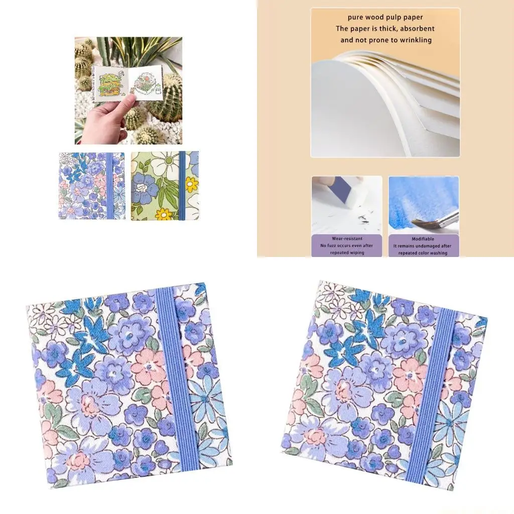 

Дорожный акварельный журнал, 20 листов, карманный, в твердом переплете, акварельный альбом для рисования, 6x6 см