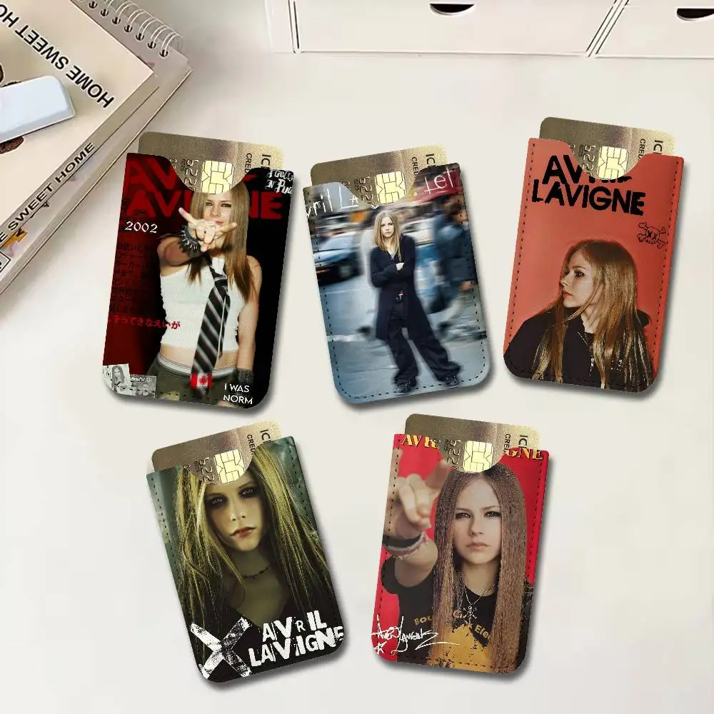 Singer A-Avril L-Lavigne Men's Genuine Leather Mini Card Wallet, Ultra Thin Credit Portable Business Card & Transit Bus Card