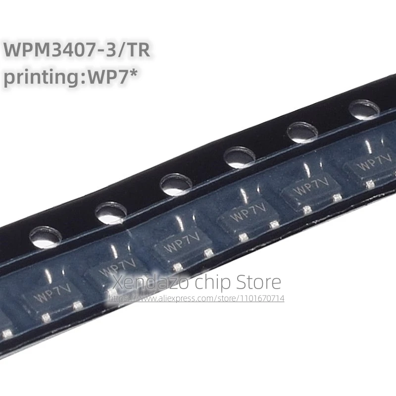 

50pcs/lot WPM3407-3/TR WPM3407 Silk screen printing WP7* SOT-23 package Original genuine 3.7A 30V P-channel MOS field effect