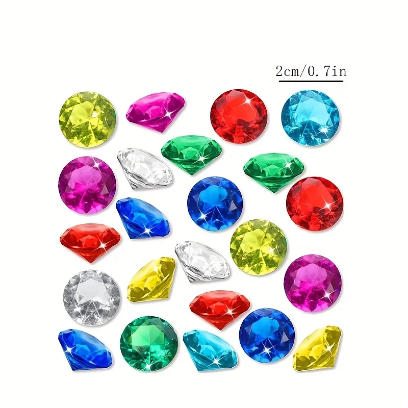 60pcs Diving Gems Pool Toys Large Acrylic Gems Big Gems Pirate Treasure Chest Summer Underwater Swimming Toys