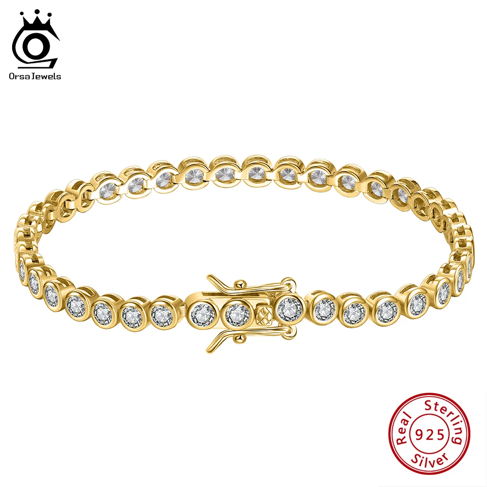 ORSA JEWELS 925 srebro bransoletka tenisowa dla kobiet 1.5/2/3mm cyrkonia ręcznie robione bransoletki łańcuszkowe Party biżuteria SB143