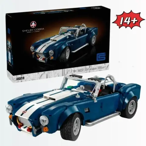 2025 Plast Blå Vit Färgschema Shelby Cobra Sportbil Byggkloss Pussel Samlarobjekt Julklappar Passar 10357 10 best sales bröllopsgodisar - №3