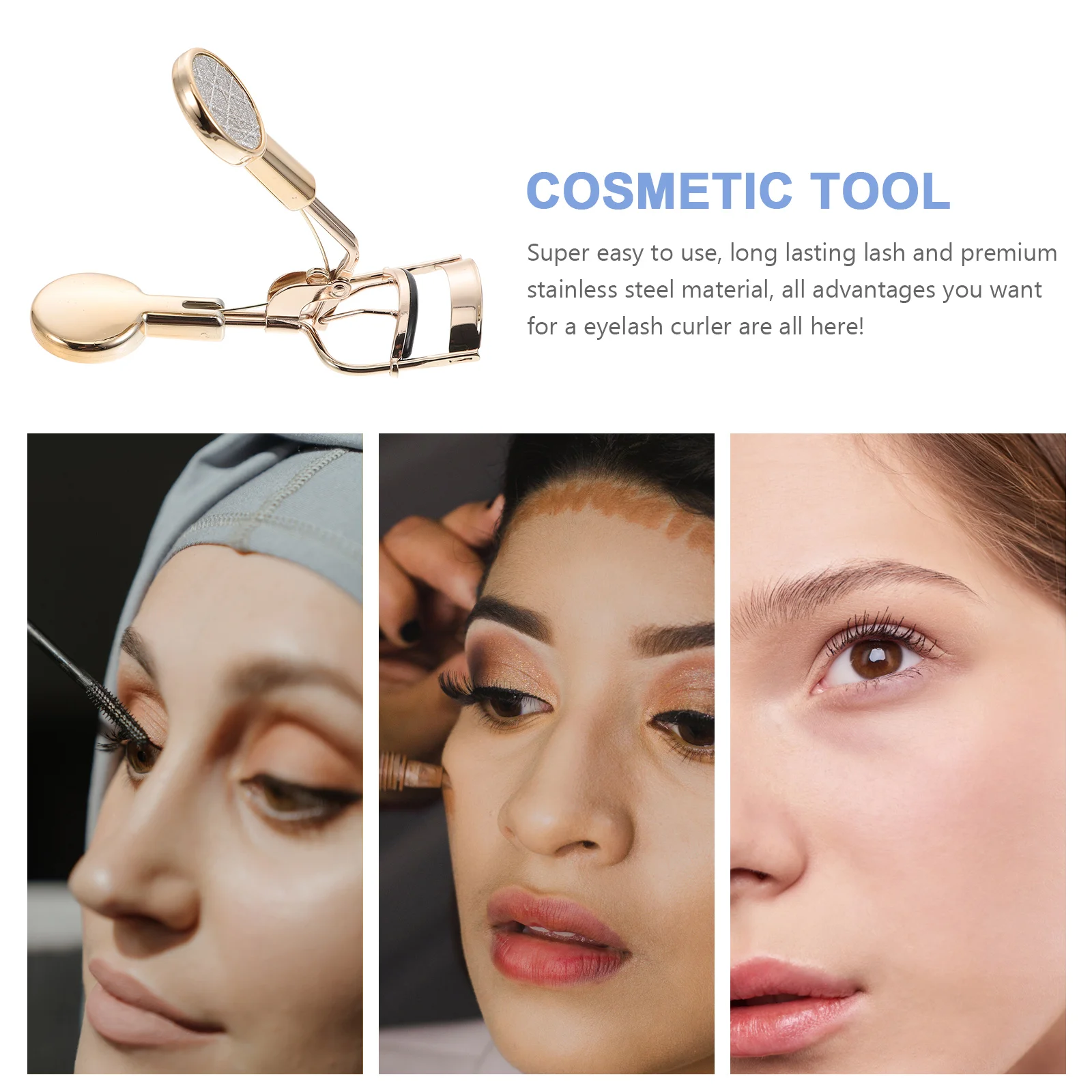 グリッターデザインまつげカーラープレミアム金属素材プロフェッショナルまつげカールツールノンスリップハンドル女性用メイクアップアクセサリー