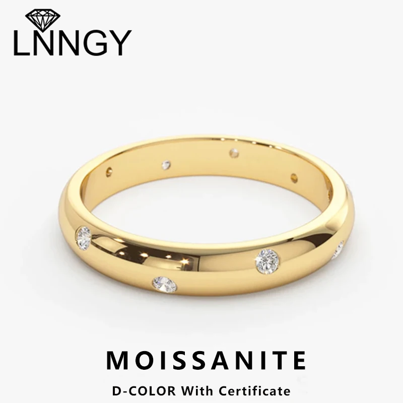

Lnngy 1.6mm Moissanite Diamond Rings Certified 925 Sterling Silver Marriage Ring For Women Couples Wedding Bands Jewelry Gift
