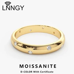 Lnngy 1.6mm Moissanite Diamond Rings Certified 925 Sterling Silver Marriage Ring For Women Couples Wedding Bands Jewelry Gift