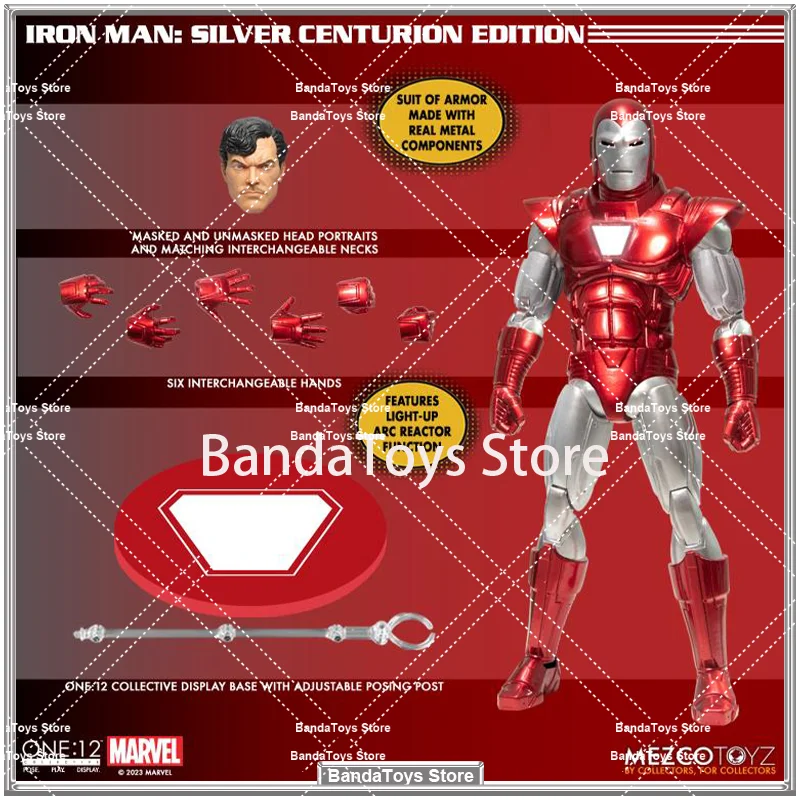 

В наличии оригинальные Mezco Toyz ONE 12, IRON MAN Silver Centurion Edition, коллекция аниме, фигурки, модель игрушки