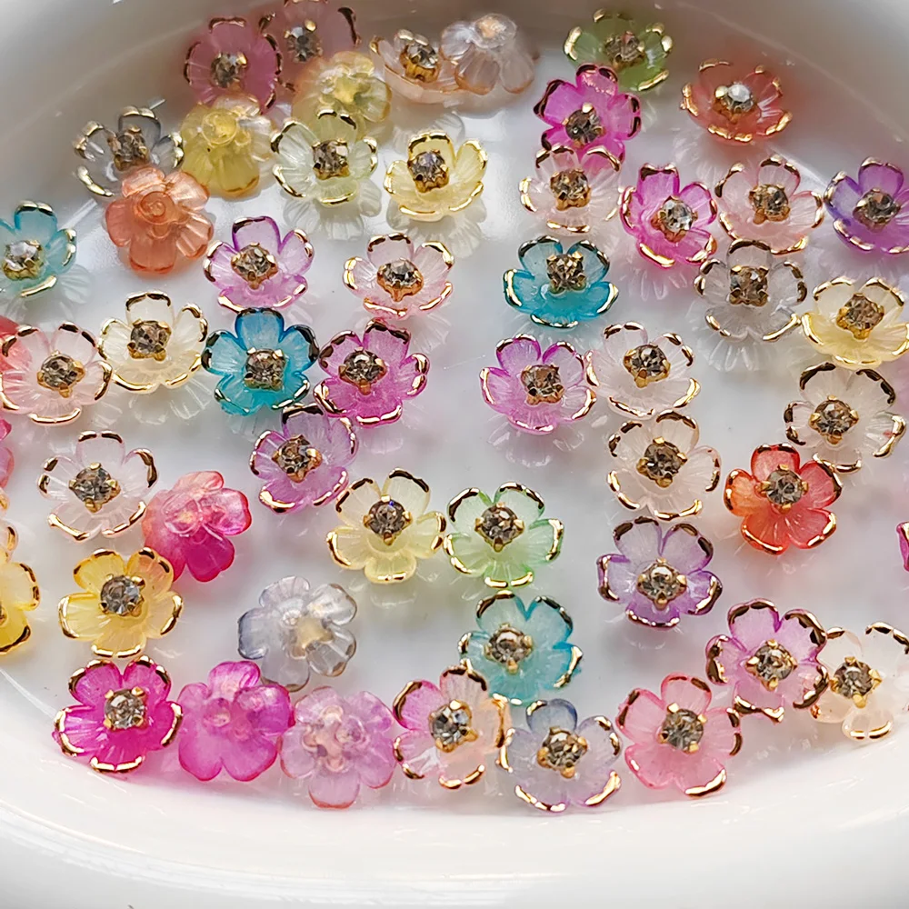 50pcs Acrylic Flower Base Rhinestones Sparkly Flatback Gems for Wedding Dress Bag Shoe DIY Jewelry Craft Making