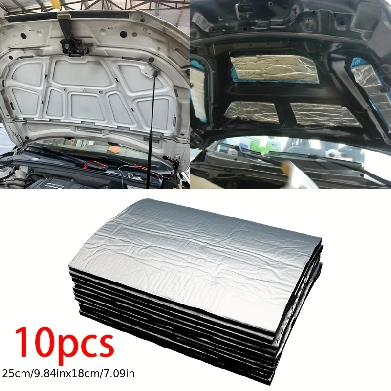 10 Sheets Sound Deadener Heat Insulation Mat Car Van Sound Proofing Deadening Insulation Car Hood Insulation Silent 5mm