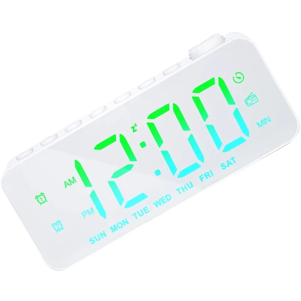 

1 set Large Screen Radio Alarm Clock Digital LED Display White Color Durable Design Long Lasting Safe Premium Quality Practical