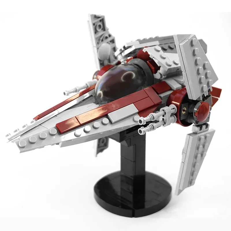 V-Shaped Space Fighter MOC Building Blocks Interstellar Battle Aircraft Model High-Detail Space War Winged Warplane Bricks DIY