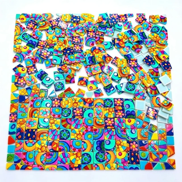 150g Pack Geometric Glass Mosaic Tiles for Artistic Decorations Handmade Garden Pot Decoration Soft Furnishing Creative Projects 4
