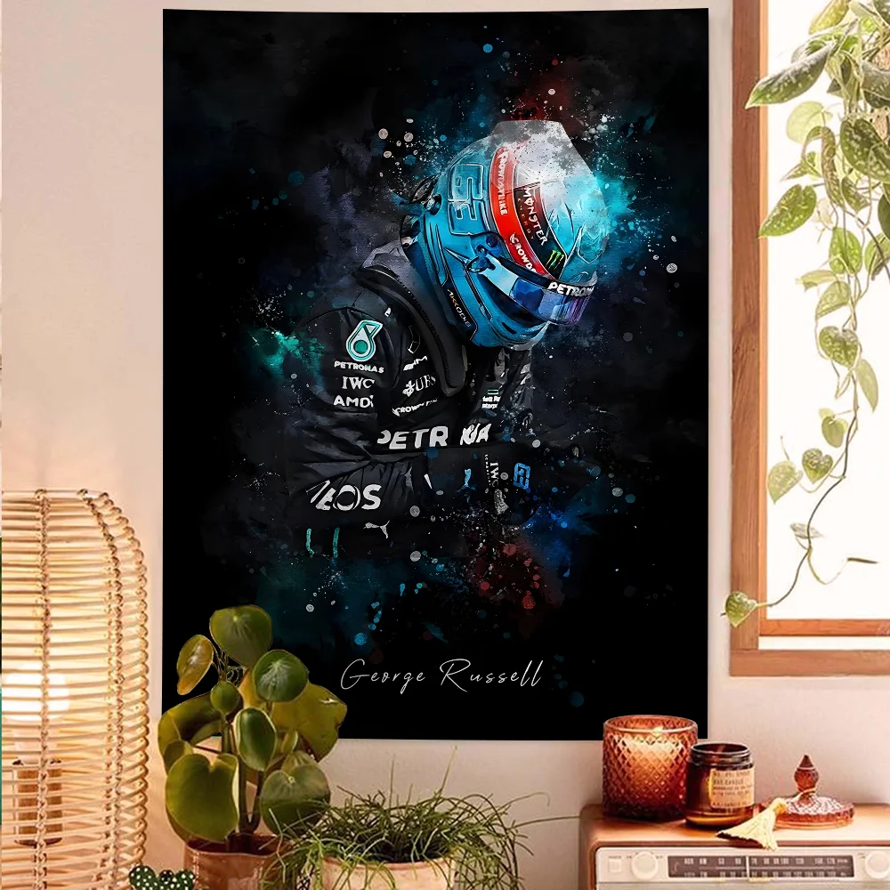 أوراق كرتون معلقة على الحائط ، F1 ، الصيغة 1 ، أسطورة متسابق ، لويز هاملتون ، فن نسيج ، غرفة الخيال العلمي ، ديكور المنزل #2