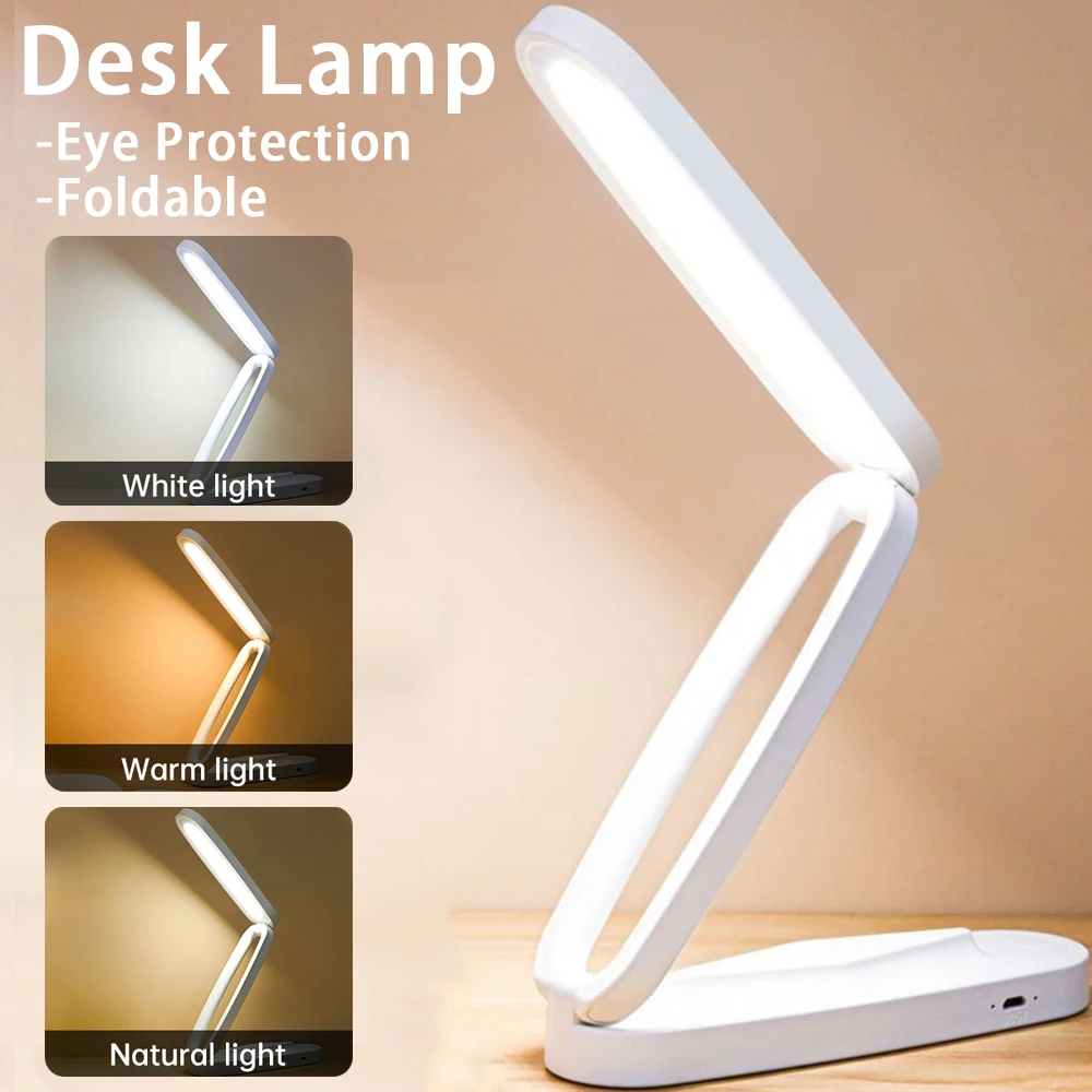 

LED Reading Desk Lamp 3-Level Dimmable Eye Protection Table Lamps Bedroom Bedside Charging Foldable Night Lights Rome Decoration