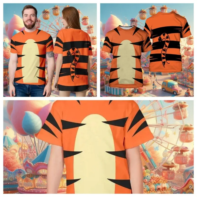 

Halloween Party Adult Children's Parent-Child Costume Unisex Tigger 3D T-shirt Winnie The Pooh Halloween Costume Family T-shirt