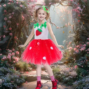فستان توتو فراولة لطيف للأطفال ، حفلة عيد ميلاد ، فساتين تول لامعة للفتاة ، أزياء تأثيري كرنفال الهالوين ، 2024 أفضل 8 مبيعا من الفراولة شورت كيك تأثيري - No8