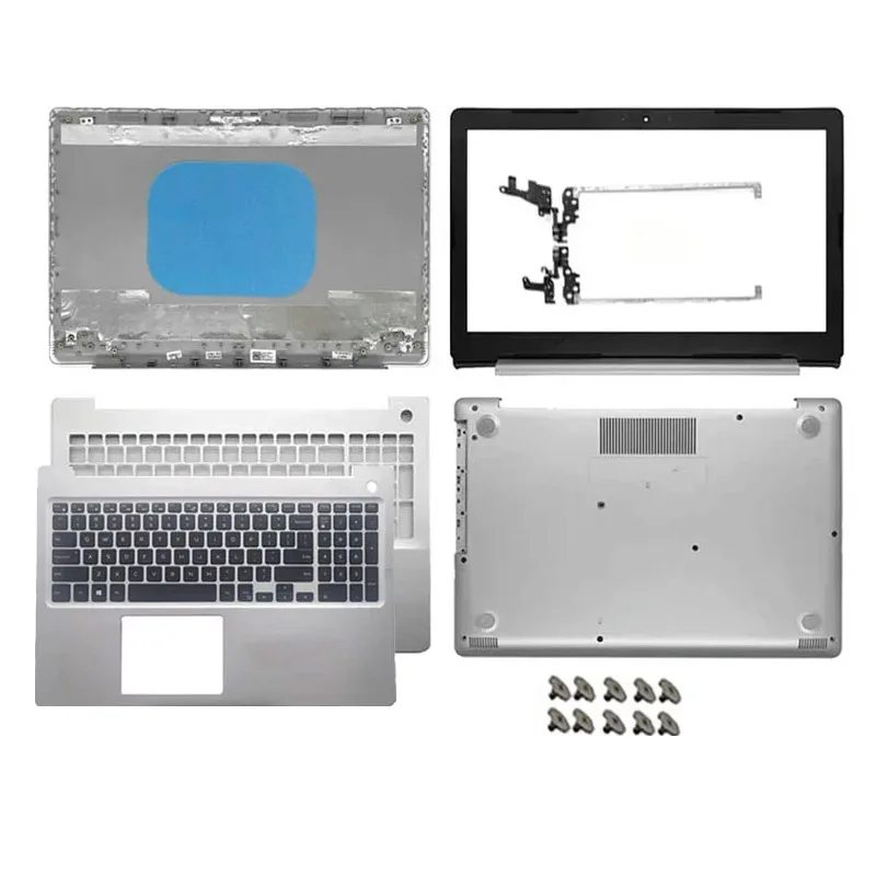 

For Inspiron 3580 3581 3582 3585 Laptop LCD Back Cover Front Bezel Upper Palmrest Bottom Base Case Keyboard Hinges silvery