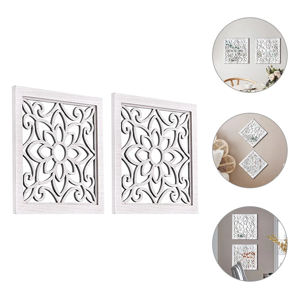 

2Pcs Rustic Square Wall Mirrors Country Style Distressed Windowpane Frame for Farmhouse Living Room Wall Decor