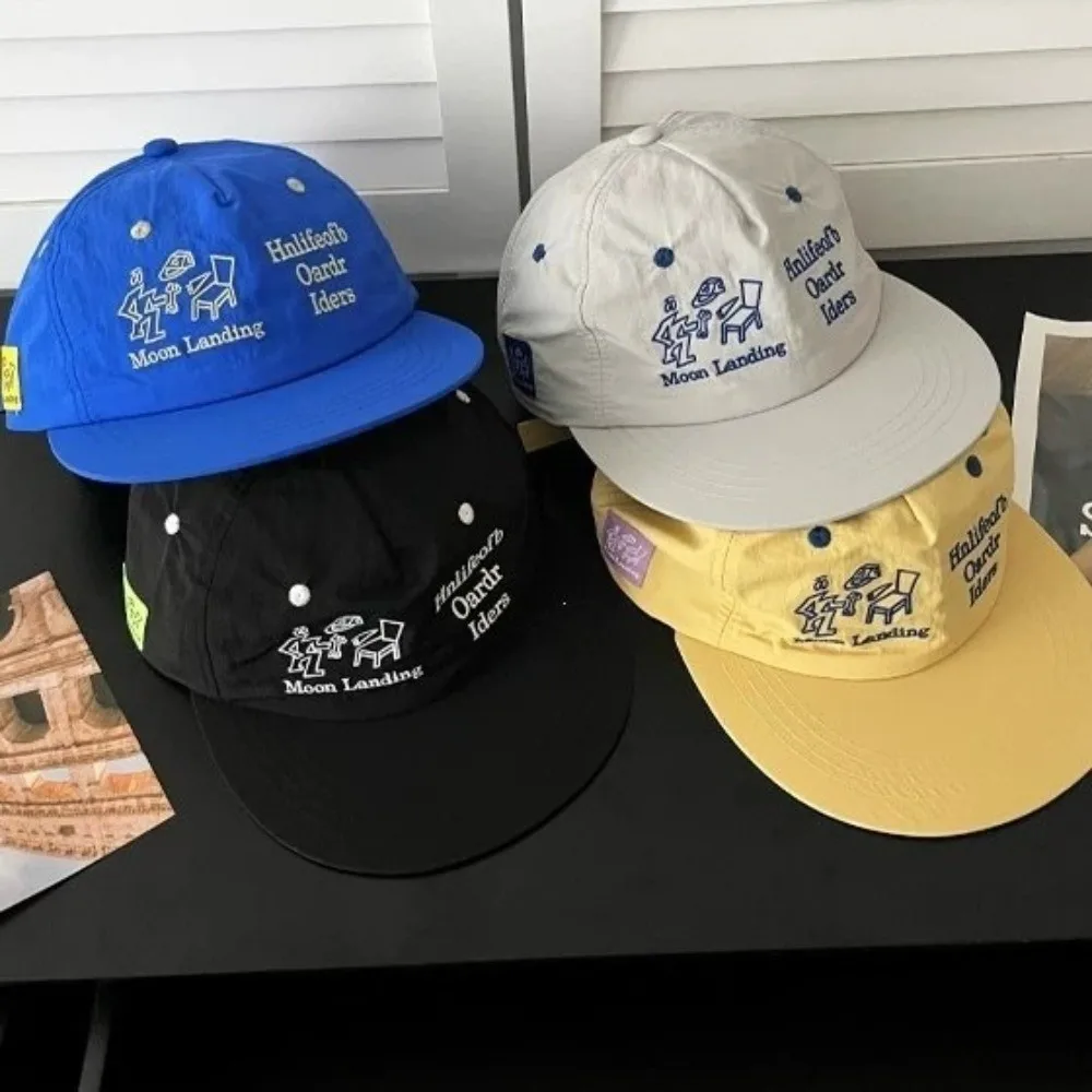 Quick-Drying Letter Embroidery Baseball Cap Peaked Design Thin Material Quick-Drying Visor Hat Flat Brim Breathable Fabric