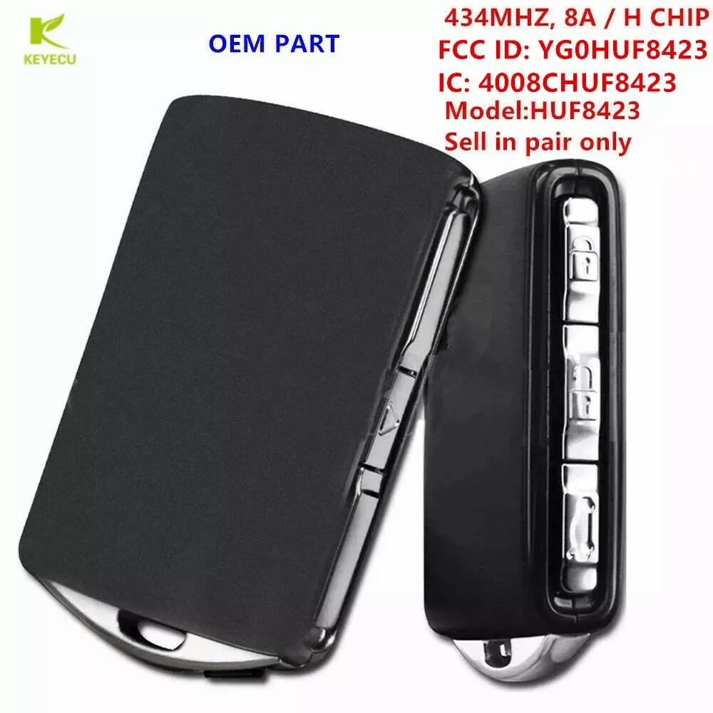 KEYECU OEM pair Genuine Black Smart Keyless Remote Key 4Button 434MHz H Chip for VOLVO S90 V60 V90 XC60 XC90 FCCID : YGOHUF8423