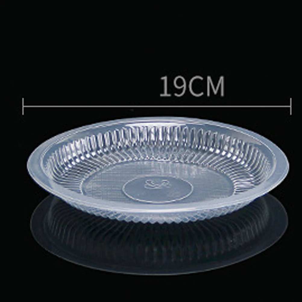 

30 Pcs Plastic Round Plates Unbreakable Clear Fruit Tray Serving Dish with Base Lightweight Portable Wedding Party Kitchen Bar