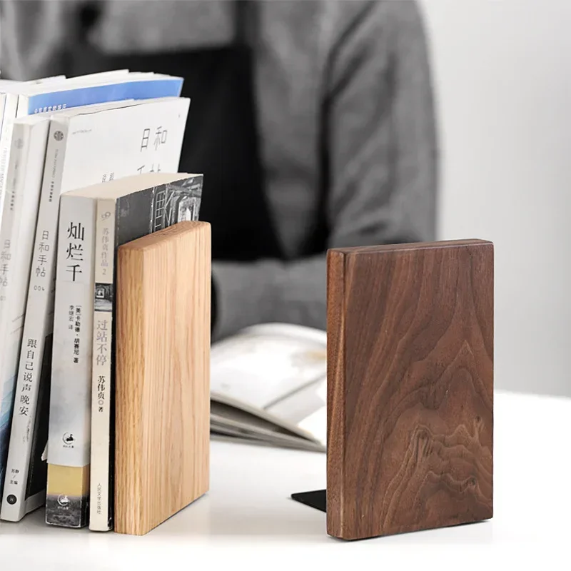 حامل كتب على شكل حرف L، منظم مكتب، حامل كتب سطح المكتب، قرطاسية مدرسية، ملحقات مكتبية، خشب طبيعي، قطعة واحدة #6
