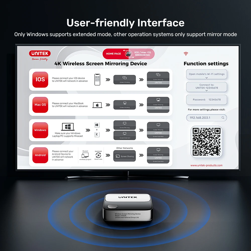 Ricevitore per mirroring schermo wireless 2.4G/5G 4K Adattatore dongle display HDMI Dispositivo di fusione TV Miracast per Mac iOS Android Windows