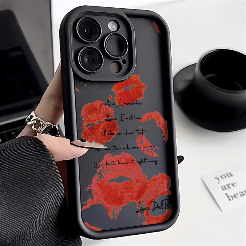 Funda mate con labios rojos para iPhone, carcasa trasera a prueba de golpes para iPhone 11 Pro Max, 15, 16, 12, 13, 14 Pro Max, X, XS Max, 15, 16 Plus