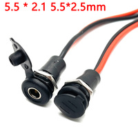 1pcs DC power Female With Cable Wired 5.5 * 2.1 5.5*2.5mm DC Socket High Current All Male Female Power Plug Connector