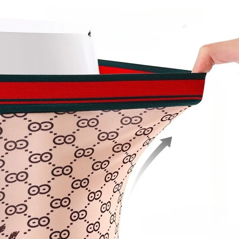 5 PCS  Four Corner Pants Men's Panties Men's Flat Corner Ice Silk Black Fattened Large Size Summer Thin Loose Fat Fat Pants