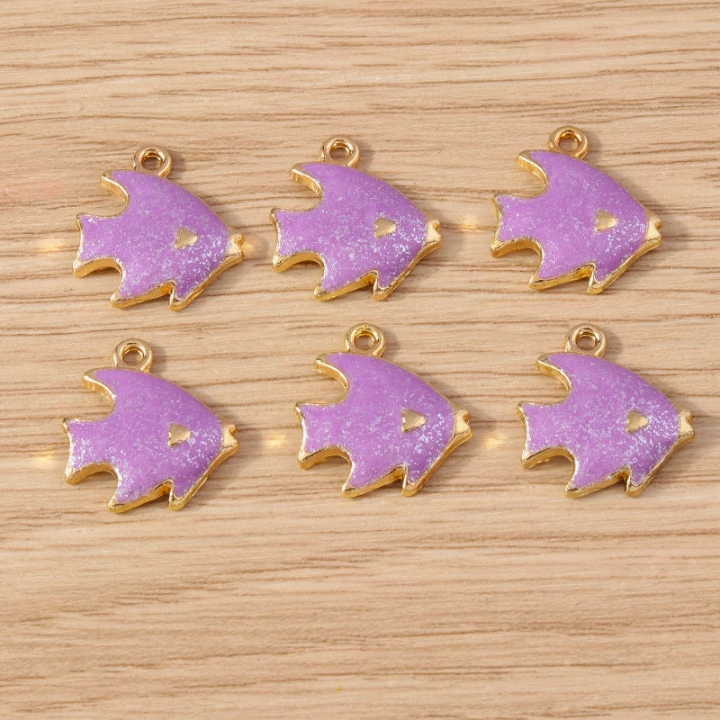 10pcs 16x17mm Cute Enamel Fish Charms Pendants for Jewelry Making Drop Earrings Necklace Bracelets DIY Handmade Crafts Supplies