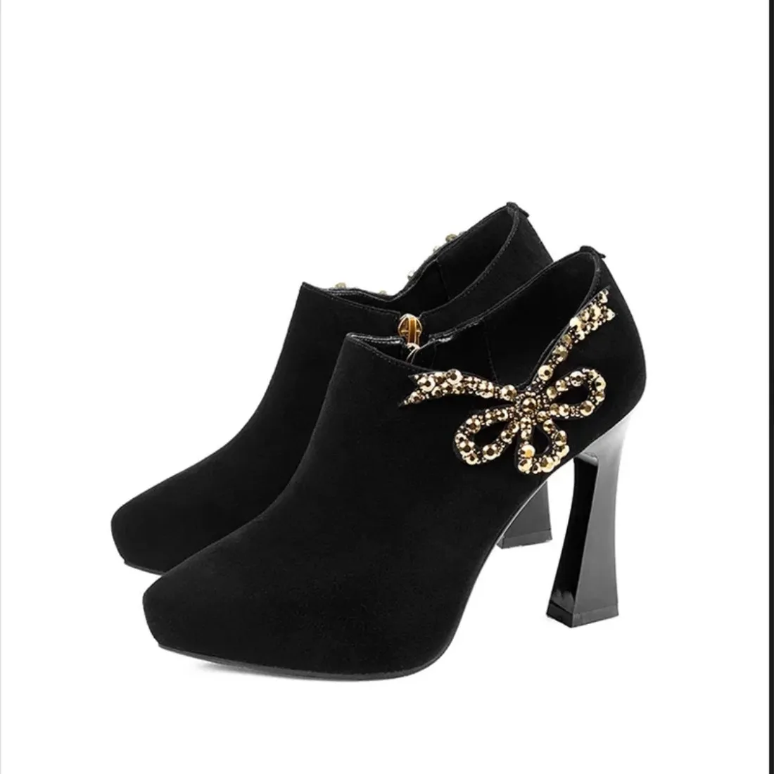 

2026, новая модная весенняя обувь, женские туфли-лодочки на высоком каблуке с острым носком и галстуком-бабочкой, женская обувь на молнии сбоку, черный, зеленый