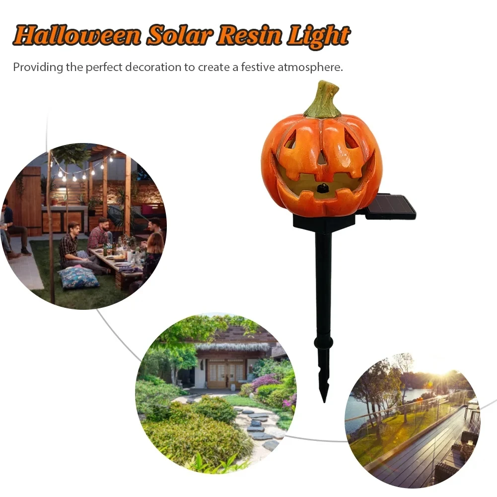 

Solar Outdoor Courtyard Halloween Pumpkin Lantern Resin Crafts Garden Ghost Festival Atmosphere Decoration Lawn Lamp