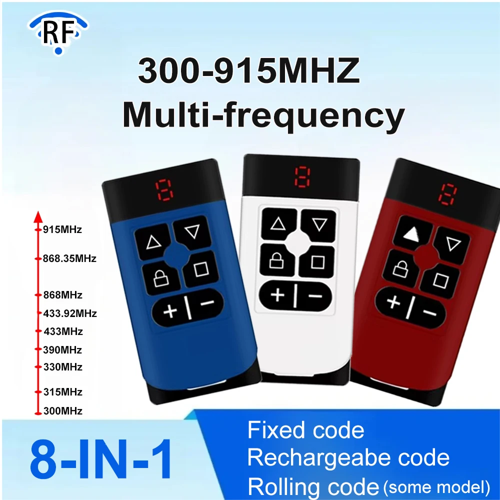 Universal 8-Channel Garage Remote Control Multi-Frequency 300-915Mhz 433Mhz Key Duplicator Clone Garage Door Controller