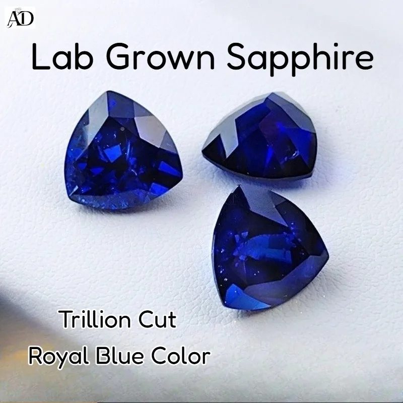 

Lab Grown Sapphire Royal Blue Color Trillion Cut Available Gems for Jewelry Setting&Custom Design Selectable AGL Certificate