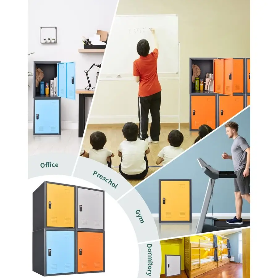 خزانة تخزين زرقاء، خزانة معدنية مقاس 19.0 × 18.0 × 15.0 بوصة، منظم خزانة قابل للقفل مع باب واحد، للمدرسة والمكتب والمنزل والمرآب