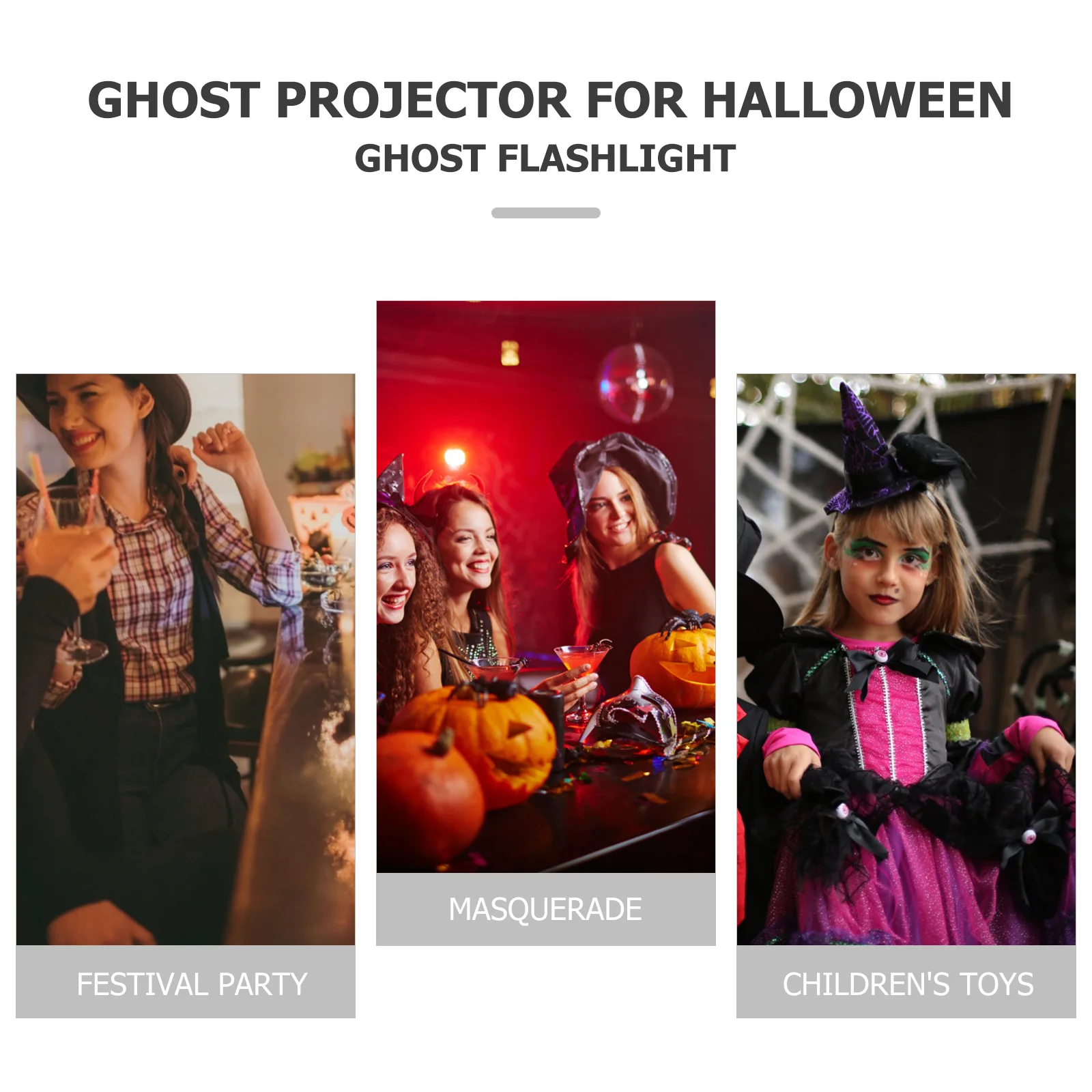 2 Sets Flashlight Pumpkin Ghost Pattern Halloween Projector Lamp Props Haunted House