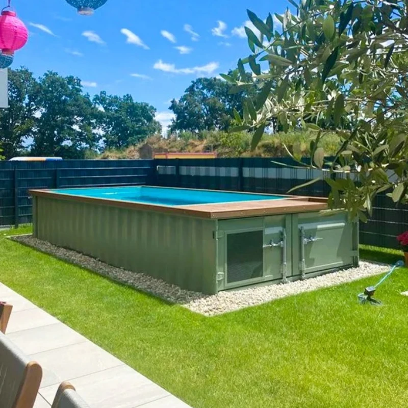 20ft 40ft Outdoor Fiberglass Shipping Container Pools House above Ground Swimming Pool with Window Pool Tools & Accessories