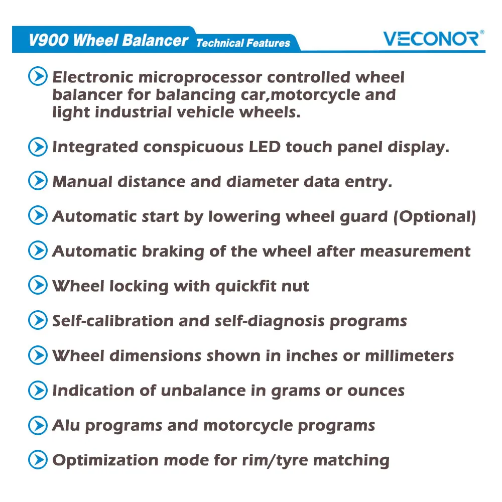 V900 Semi-automatic Car Wheel Balancer with CE for Car Wheels up to 24\