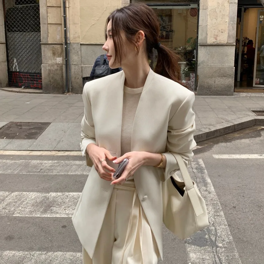 Casual Commute Women's Sleeveless Suit Jacket Autumn Winter Loose Fit Pure Color Top Quality Polyester Fiber Fashionable