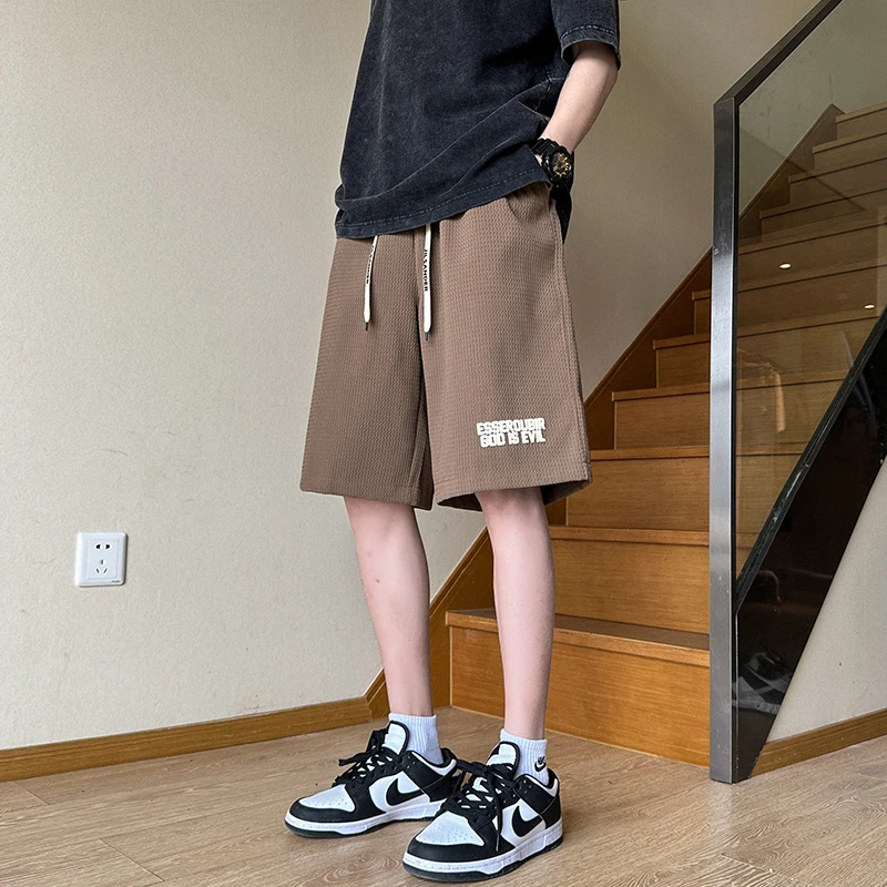 

Cé Brown Men's Summer Thin Five-Point Casual Pants American Retro Sle Loose Fit ort orts Breathable Comfortable Fai...