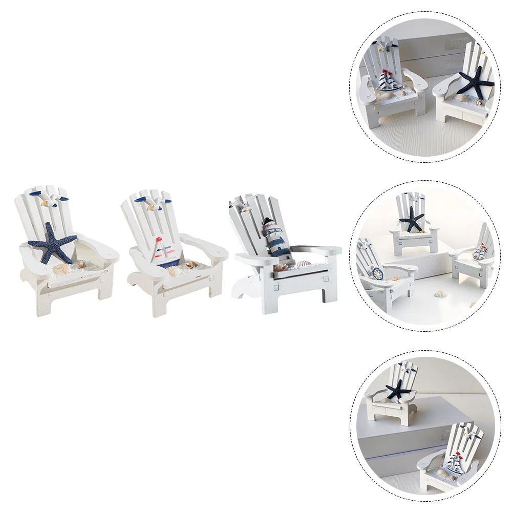 

4 Pcs Miniature Wood Chair Beach Decor Set Elegant Nautical Home naments Desktop Tabletop Office Living Room Study Bedroom Gift