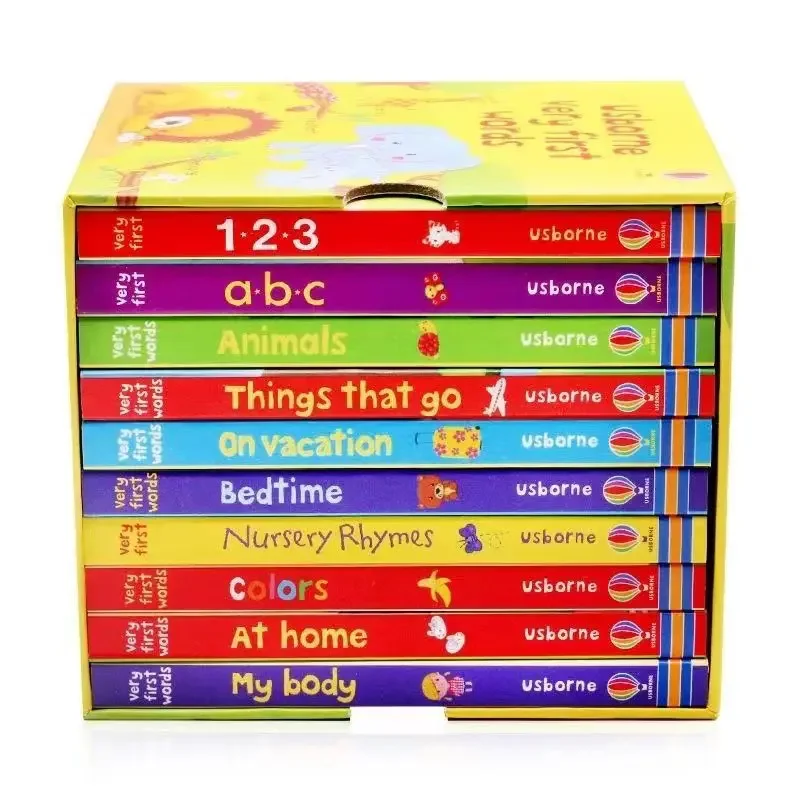 10 Books/Set USborne Very First Words Board Book Educational Toys for Children English Books for Children Baby English Books